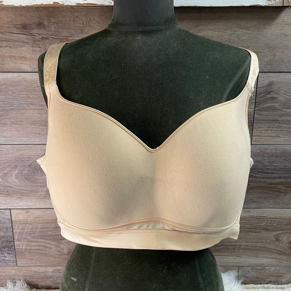 Peach Full Coverage Wireless Cups Bra Adjustable Strap Full Figure Size 6X READ